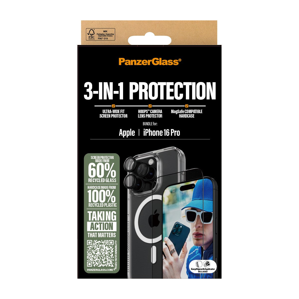 PanzerGlass® 3-in-1 Schutz Set iPhone 16 Pro